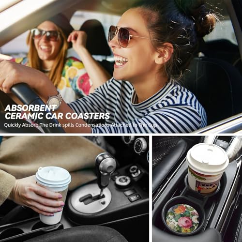 Set 2 Posavasos de Cerámica para Porta Vaso de Carro miniatura 7