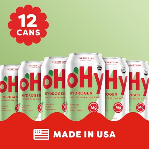 oHy Cherry Lime Sparkling Water, Hydrogen Infused, USDA Organic, Magnesium, Non-GMO, 12 fl oz (12 pk) - Image 8