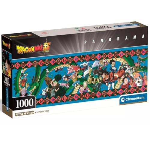Clementoni - Puzzle pour Adultes 1000 Pièces, Panorama Dragon Ball Compact Box, Fabriqué en Italie, 37058