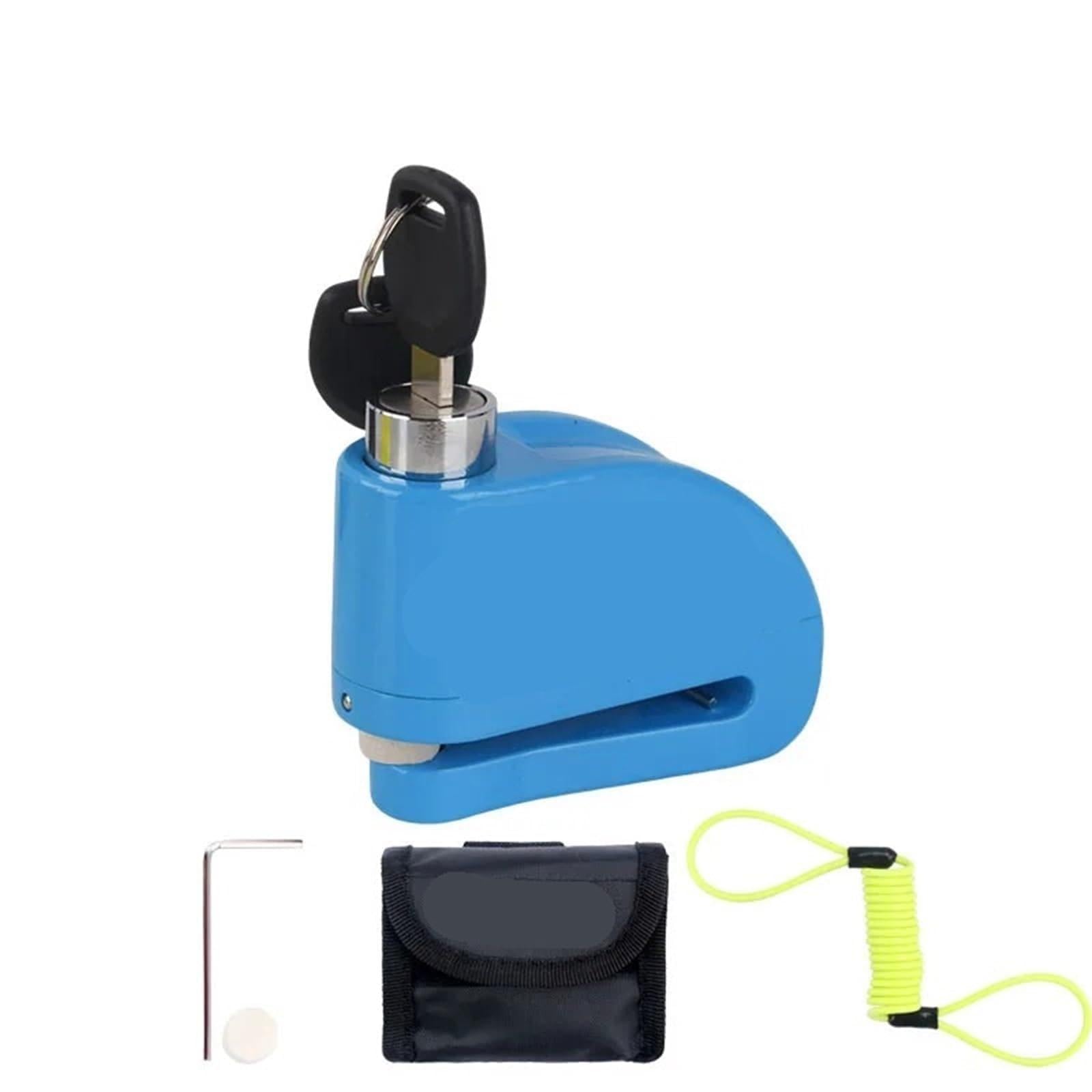 Bqwyedpl Blue Package B Motorcycle Handlebar Lock Aluminum Alloy Motorcycle Alarm Lock Scooter Wheel Disc Brake Security Anti-Theft Reminder Rope Motorcycle Chain And Padlock(Blue Package B)