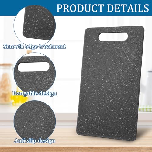 Set de 6 tablas de cortar pequeñas de plástico con mango negro miniatura 3