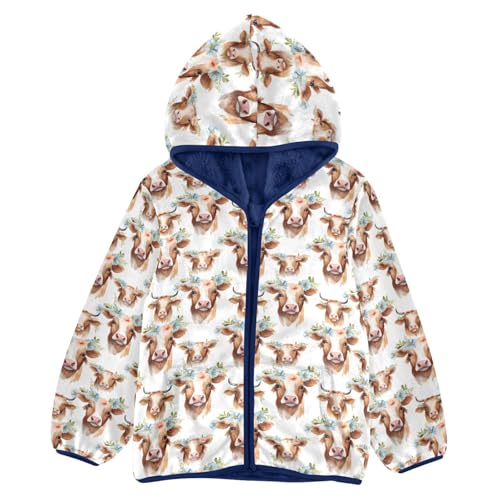 Cute Cow Boys Fleece Coat,Children's Zip-Up Hoodie Jacket,Baby Warm Fashion Outerwear 3-10T,A113319