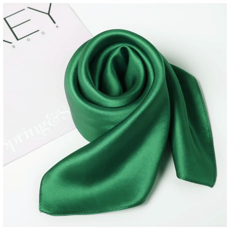 MEISEE Solid Color Mulberry Silk Scarf 20" Square Scarf Neck Scarf Hair Head Breathable Lightweight for Women Gift Packed (forest green, 21)2