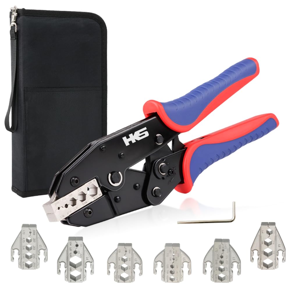 HKS Coaxial Crimping Tool Set for Coaxial RG LMR BNC Type Cable and Connectors with 7 Interchangeable Dies