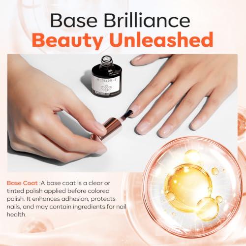 Image of modelones Gel Base Top Coat Set with Liquid Protective Latex for Nails | Suitable for beginners Peel Off Barrier & High Shine Clear Gel Nail Polish Long Lasting Soak Off U V Cure Manicure Kit
