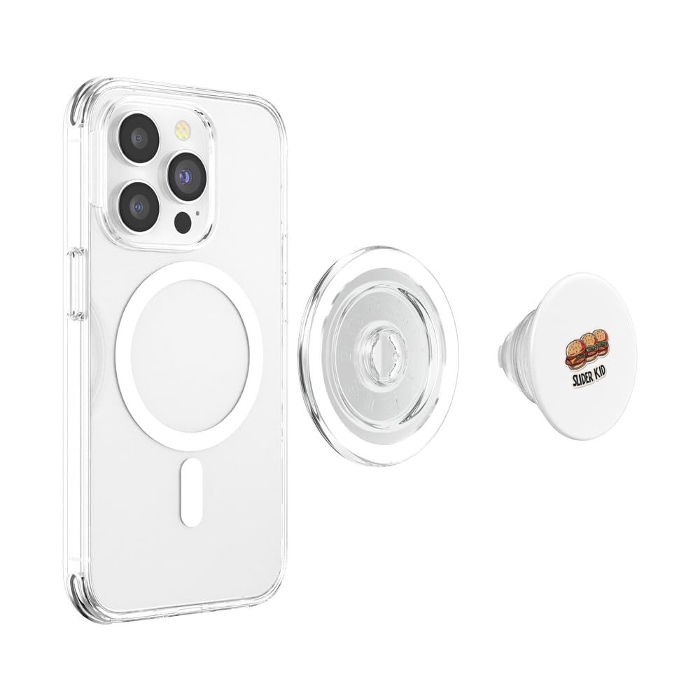Slider Kid Cheese Burger Foodie Funny Hamburger Lover Fresh PopSockets PopGrip for MagSafe, Clear - Image 3