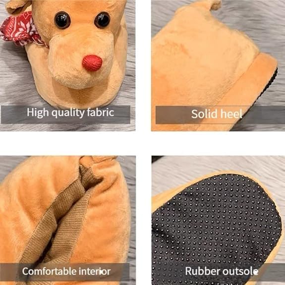 LELEBEAR Reindeer Slippers, Christmas Slippers, Christmas Reindeer Slippers for Women, Plush Soft Warm Home Indoor Slippers for Men Women3