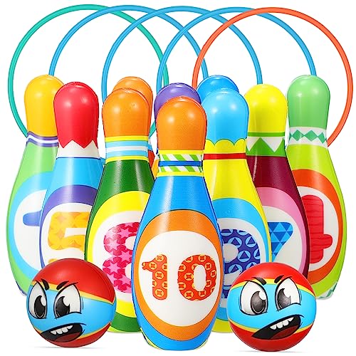 ifundom 1 Set Bowling Pins Balls Toss Game Rings Fun Indoor Activity for Lightweight Durable Educational Game to Enhance Athletic Skills and Interests Random Color