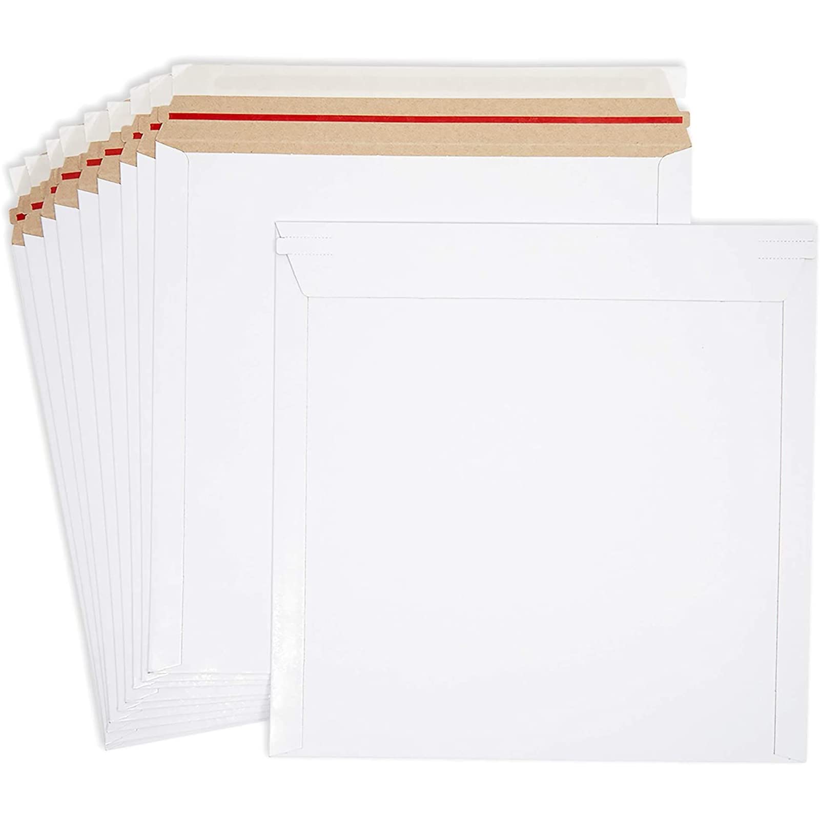 Photo 1 of White Rigid Mailing Envelopes, Stay Flat Mailers (12.5 x 12.5 Inches, 100 Pack)