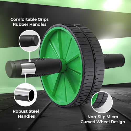 Image of Jaspo AB Drive Abs Roller Wheel with Stainless Steel Rod for Men & Women - Core Strength Training Abdominal Workout Equipment for Home Gym