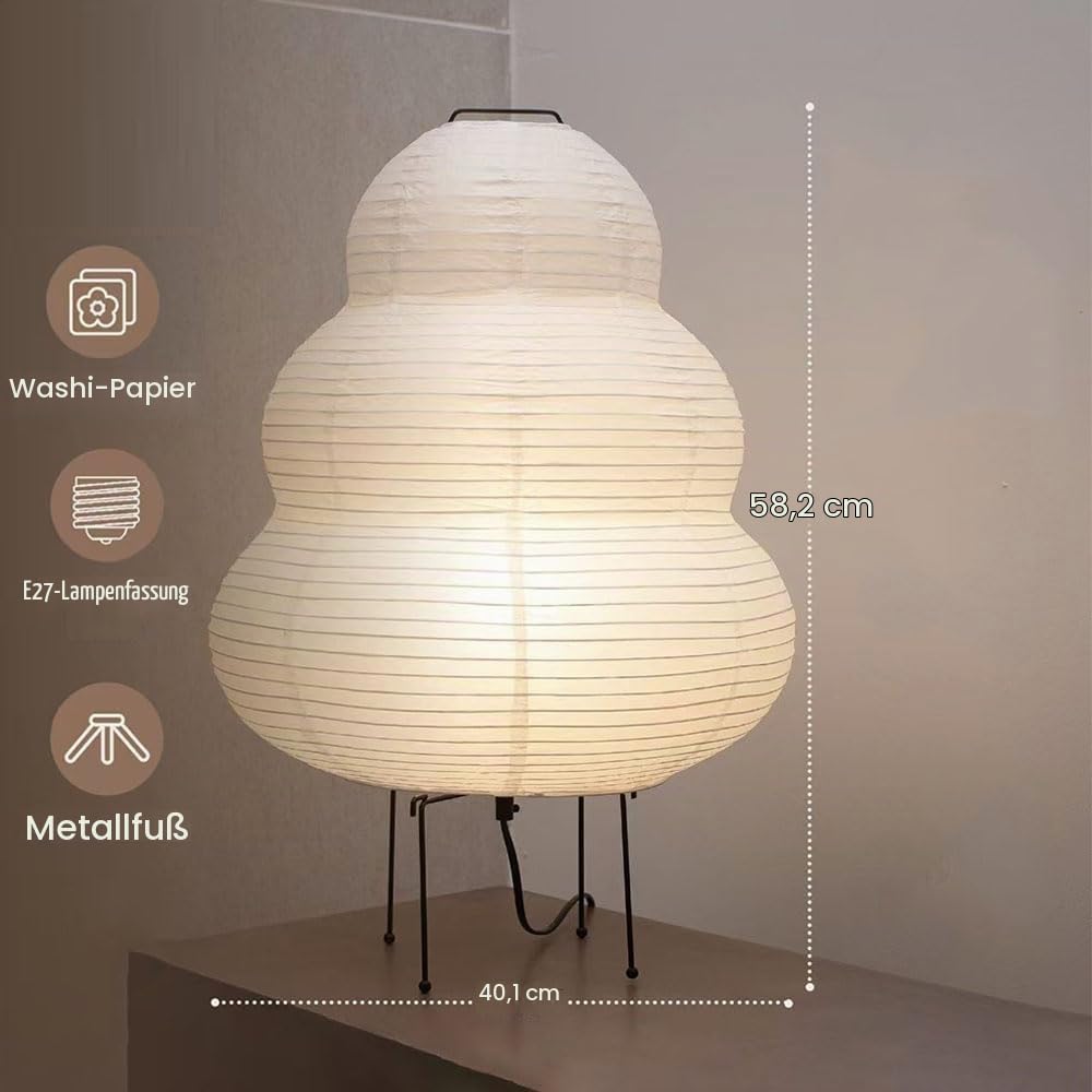 Mengjay Reispapier Lampe Retro Reispapier Nachttischlampe,Nachtlicht Gemütliche Nachttischlampe Tischbeleuchtung Dekorative Tischlampe Stimmung Tischlicht,Papierlampe Wohnzimmer Deko Lampe (A)
