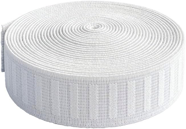 1" 5 Yards Non Roll Strong White Elastic - Polyester - Color: White