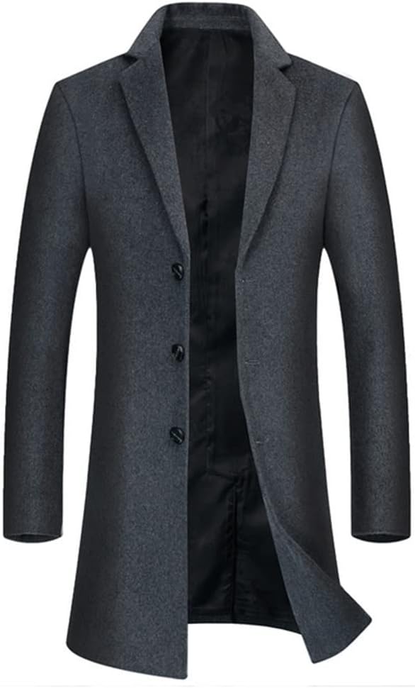 Winter Men's Large Yards In The Long Section of The Coat Business Casual Tweed Trench Coat Plus Size