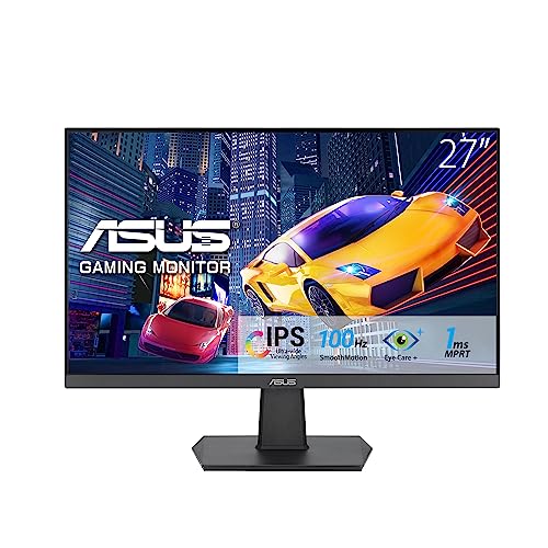ASUS VA27EHF Eye Care Gaming Monitor – 27-inch, IPS, Full HD, Frameless, 100Hz, Adaptive-Sync, 1ms MPRT, HDMI, Low Blue Light, Flicker Free, Wall Mountable