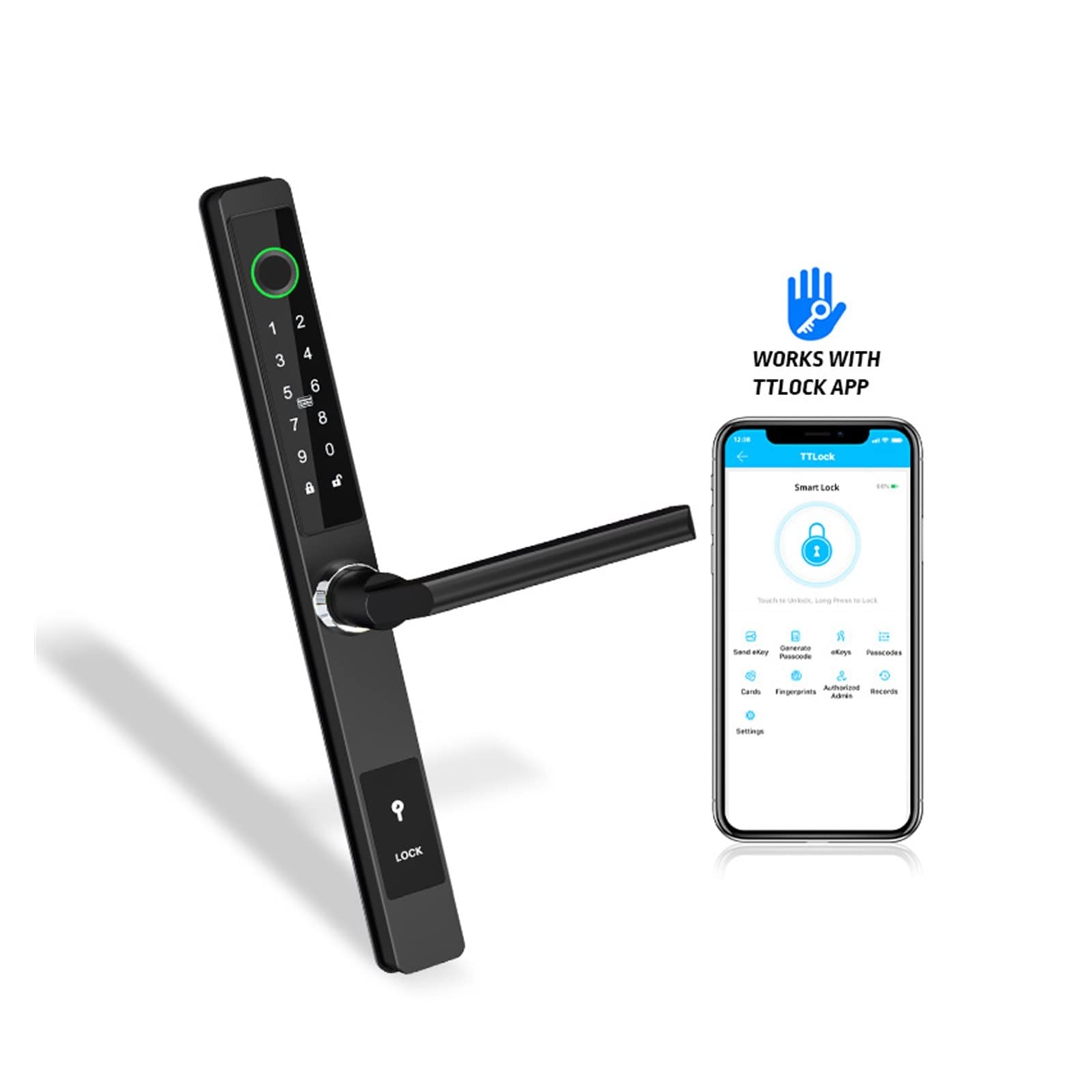 Serratura Smart, TTLock Smart Lock Impronta Digitale Esterna Impermeabile App Codice RFID Serratura Elettronica Senza Chiave,Smart Lock Facile da Installare(Type 11,3085)