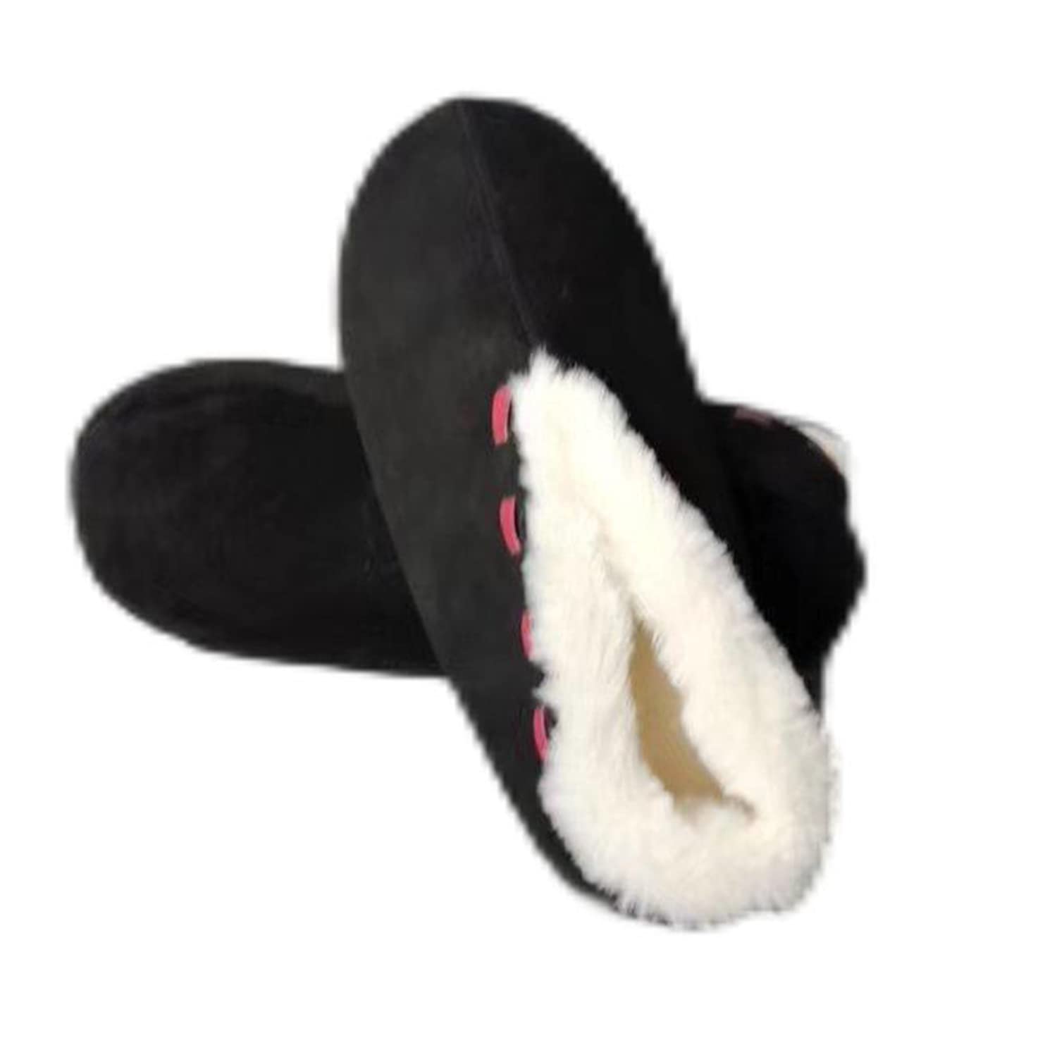 MaxW Winter Slippers for Men and Women Plush Bed Shoes Soft Warm Spanish Leather Slippers Cowhide Moccasins