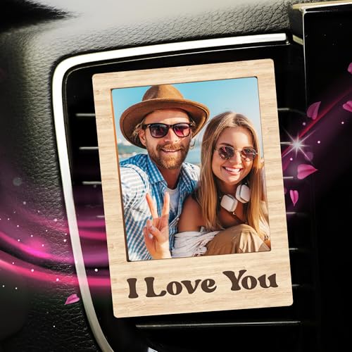 Fastpeace Personalized New Home Christmas Ornament 2024, 1st Christmas in Our New Home, Custom Housewarming Gift with Name & Address, Wooden 2 Layer Newhome Ornament (I Love You Car Vent Clip)