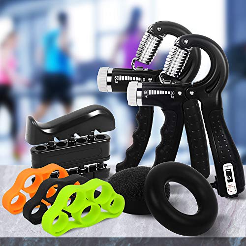 Hand Grip Exerciser Strengthener Kit - 7 Pack Hand Grip Trainer, Include Grip Strengthener, Finger Stretcher, Grip Strength Ring, Finger Exerciser, Stress Relief Ball, For Muscle Build And Recovery #TOP6