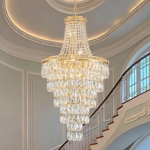 HUANXISHA Gold Crystal Chandeliers 13 Lights Luxury Modern Chandelier for High Ceilings Large...
