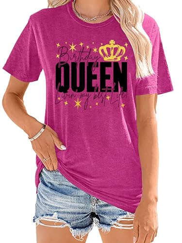 Birthday Queen Shirts for Women: Happy Birthday T-Shirt Party Gift Causal Short Sleeve Tops2