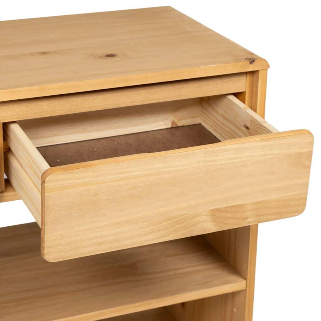 Mesa consola clásica de madera de pino en imitación de roble con espacio de almacenamiento, mesa consola 89