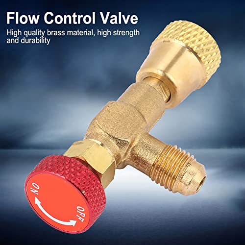 Image of R410A Refrigerant Charging Valve 1 /4 inch Male to 5 /16 inch Female Brass HVAC Control Valve with Safety Adapter for AC Manifold Gauge Charging Hose Air Conditioner Maintenance Tool