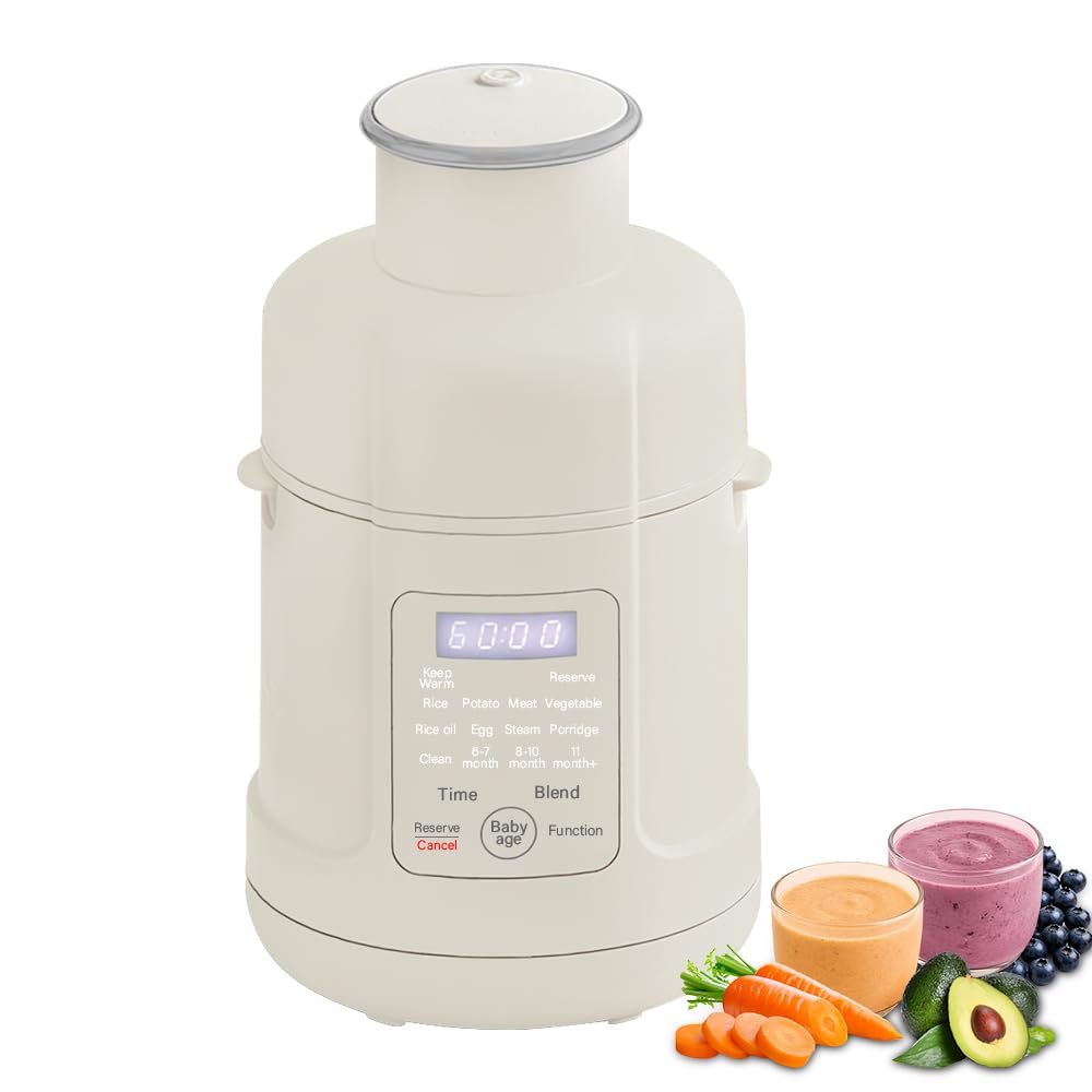 Babynahrungszubereiter, Dampfgarer mit Mixer,Aufwärmen, Automatische Reinigungsfunktion, Edelstahl Babybrei Zubereiter Multifunktion, BPA-frei