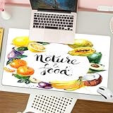 QRFASFZO Großer Mauspad - 80x30cm Gaming-Mauspad mit genähten Kanten, Nicht rutschender Unterlage,Obst, Naturkost mit Banane, Zitrone, Avocado, Orange, Kokosnuss, Frischlan,Schreibtischmatte und Maus