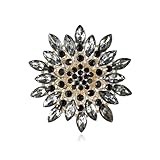 Rhinestone Flower brooch Pin Large Crystal Flower brooch Lapel Pins Wedding Party Birthday Dance Banquet Dress Suit Ceremony Clothes Hat Bag Accessories Jewelry for Women (Grey)