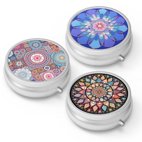 Image of Pill Box 3 Compartment Small Pill Case,Portable for Pocket or Purse Pill Organizer Pill Container Holder to Hold Vitamins, Medication, Fish Oil and Supplements(3PCS)