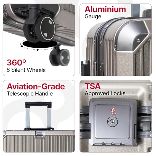 Image of Vertica Hard PC Trolley Luggage, Cabin Size, 100% Polycarbonate, Lightweight and Durable, Silent Wheels, Anti-Theft with Aluminium Frame, and 2 TSA Locks, 20-Inch, Granite Haze