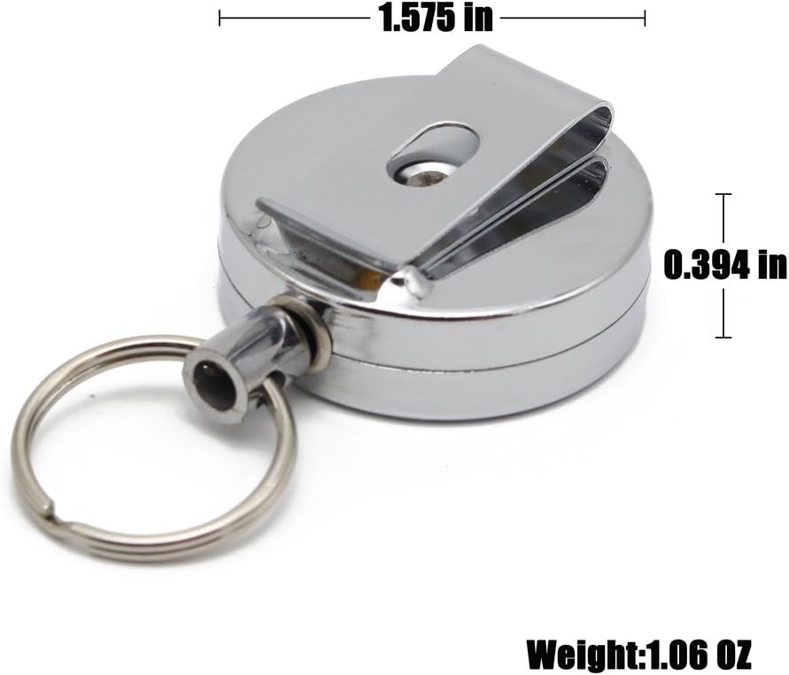 TONSHEN Stainless Steel Retractable Badge Holder Portable Beel Clip with Key Ring for Key ID Card Holders 4 Pieces - Image 3