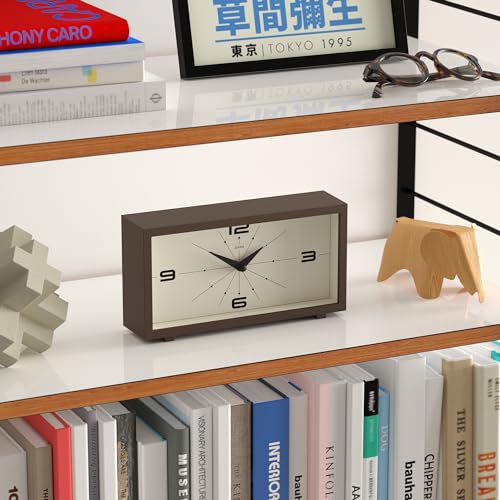 Jones Clocks JODE95MB ® 'Odeon' Desk Clock - Modern Rectangular Design In Brown thumb #3
