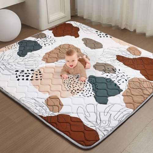 Image of TreeBud Baby Play Mat - Thicken 50x50 Inch Soft Foam Crawling Mat for Playpen & Floor, Non-Slip Waterproof Activity Playmats for Infants & Toddlers, Portable Foldable & Machine Washable, Boho Design