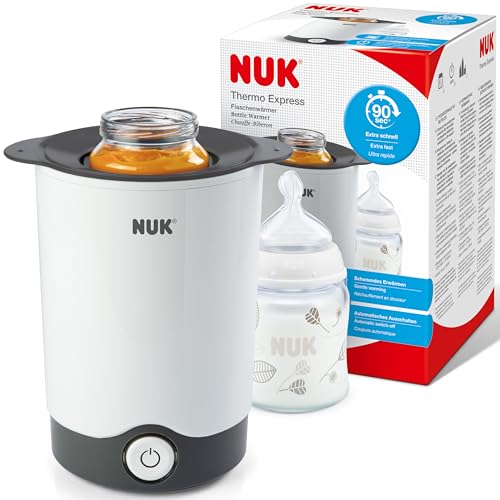 NUK Thermo Express Chauffe-biberon | Réchauffe en douceur les liquides et les aliments mous en 90 secondes | Arrêt automatique | Panier amovible pour un...