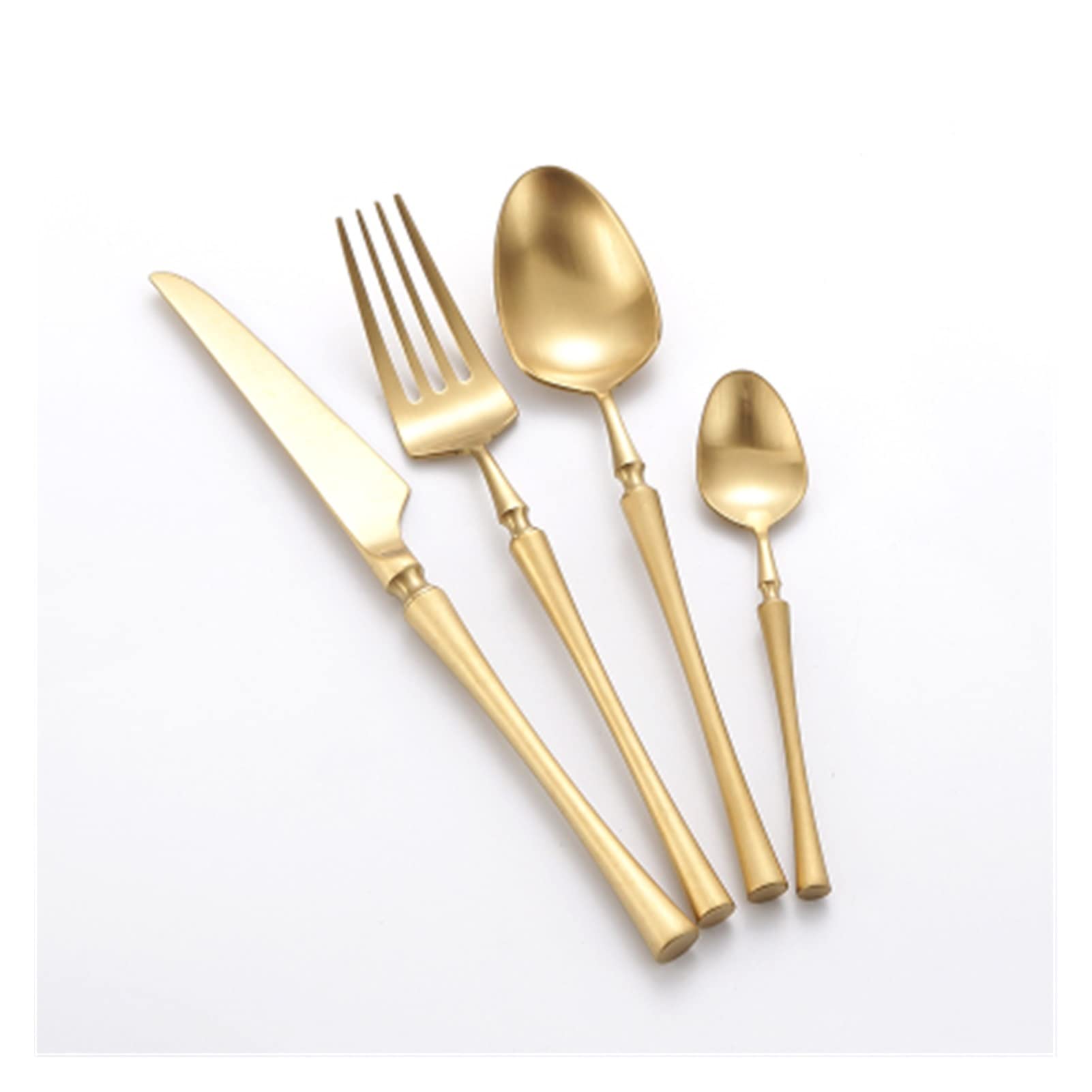 Party 24 teile/los Koreanische Lebensmittel Vintage Geschirr Besteck Set 18/8 Edelstahl Schwarz Abendessen Messer Gabeln S poons Matte Geschirr Sets Hervorragend (Color : Black 24pcs) (Gold 24pcs )