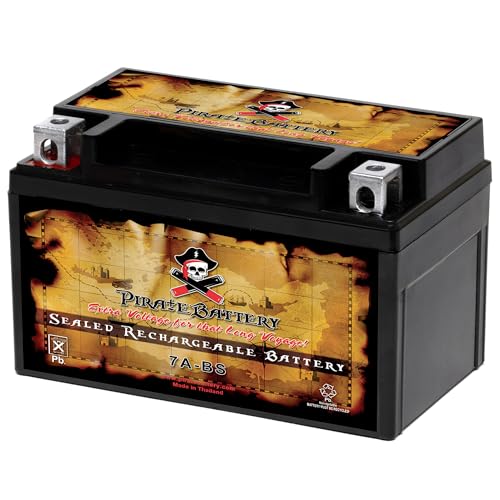 Image of Pirate Battery YTX7A-BS 12V 90 CCA AGM - Maintenance-Free 6 Ah Battery for ATV, Scooter, Dirt Bike, Moped - T3 Nut & Bolt Terminal - Fits GY6 50-125 cc, Honda Recon 250