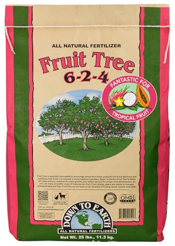 Down To Earth All Natural Fertilizers Organic Fruit Tree - Plant Food for Apples, Pears, Plums and Tropical Fruit Trees 6-2-4, 25 lb