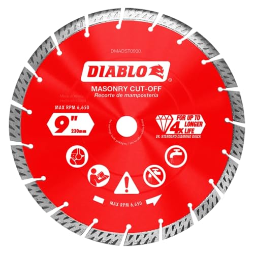 Image of Diablo Diamond Segmented Turbo Masonry Cut-Off Blade for Concrete, Brick and Block - 9" Diameter, 2.6mm Kerf, 6,650 Max RPM - DMADST0900