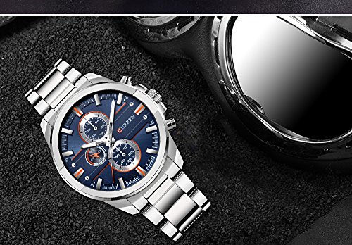 Image of CURREN Original Men's Sports Waterproof Stainless steel band quartz Wrist Watch 8274 (Silver blue)