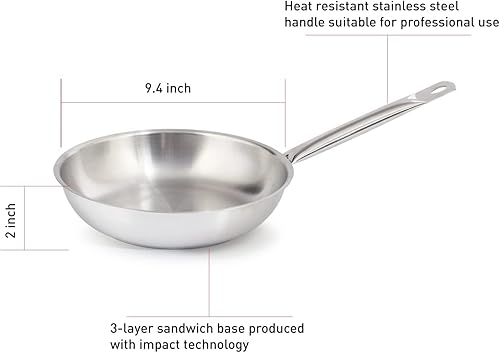Vista 10 de KAPP Sartén/Sartén de acero inoxidable Triply con mango largo y permanece fresco, 11 pulgadas, color plateado