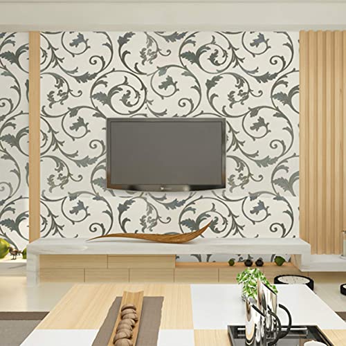 Image of Green Floral Peel and Stick Wallpaper Elegant Lillies Bedroom LIVINGROOM PVC SELF Adhesive Wallpaper 200 * 45CM-9SQFT (Metallic Floral)