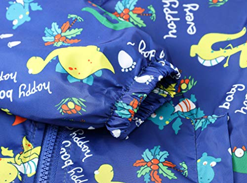 Image of TUIJI Toddler Boys Girls Cartoon Print Zip Jacket Hooded Trench Lightweight Kids Coats Windbreaker Casual Outerwear