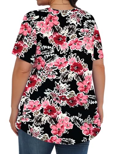 Image of Tencede Womens Plus Size Tops Tunic Short Sleeve Crew Neck Shirts Casual Soft Blouse 1X-5X