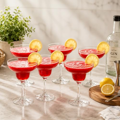 Image of bellemax 210ML Cocktail Glasses | Premium Clear Glass Drinking Glasses | Juice, Mocktail, Cocktail, Water, Soft Drink & Beverage Glass Set | Elegant Barware for Home, Kitchen & Parties (Set of 6)
