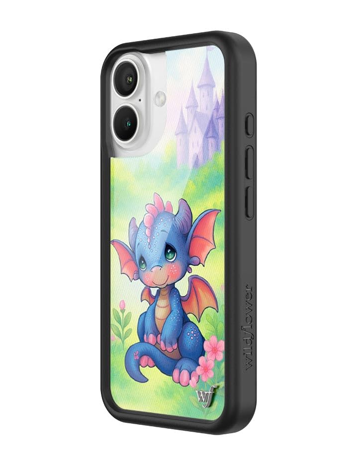Image of Wildflower Cases - Compatible with iPhone 16 | Protective Black Bumper, 4ft Drop Test Certified, Women Owned Small Business | Fantasy Castle Cute Purple | Precious Moments - Dragon Dreams