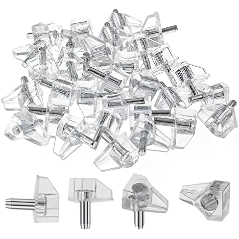 Suiwotin 30pcs 1/8 Inch (3mm) Shelf Support Peg, Clear Plastic Cabinet Shelf Pins, Shelf Supports Pins for Closet, Kitchen, Furniture Shelves Holder Pegs Cover