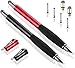 MEKO [2nd Gen] [2Pcs] Universal Disc Stylus Pens, [2 in 1 Precision Series] for iPhone X/8/8plus iPad/iPad Pro/iPad Mini and All Touch Screen Devices Bundle with 6 Replacement Tips(Black/Red)