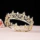 LEEMASING Royal Full King Krone Metall Kronen und Tiaras für Männer Cosplay Hochzeit Prom Party Dekorationen Krone Kopfbedeckungen Zubehör (Gold)