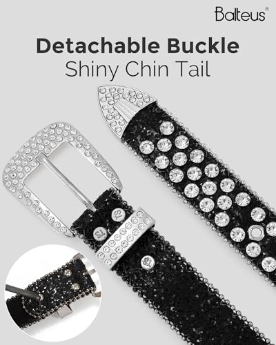 Image of Sparkly Rhinestone Diamond Sequin Studded Belt for Men & Women - Western Cowgirl Cowboy Style